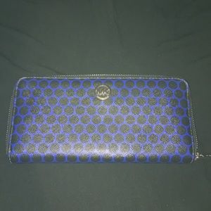 Michael Kors royal blue w/black dots ladies wallet